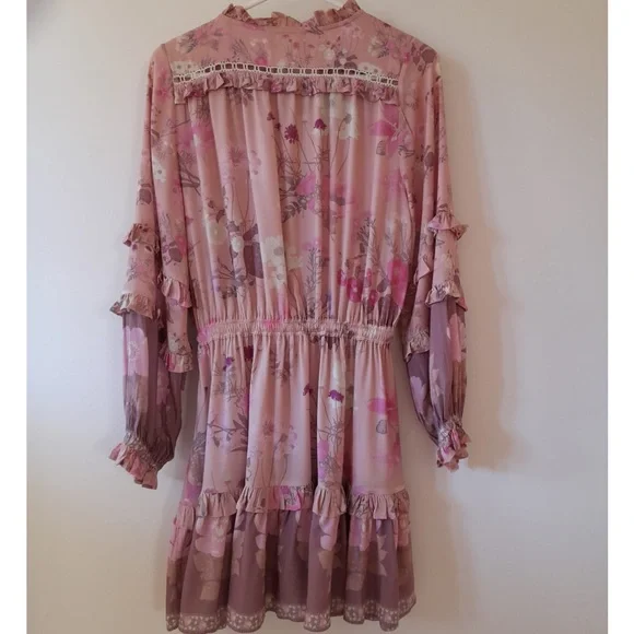 SPELL & THE GYPSY Wild Bloom Blush Pink Long Sleeve Playdress Mini Dress NWT - Picture 4 of 8